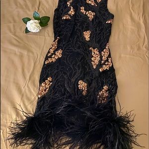 Black mesh sequin mini dress